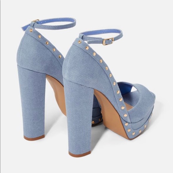 Patita Studded Denim Platform Pump 7.5 - Picture 8 of 10